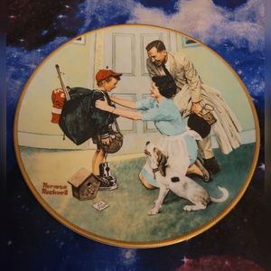 Norman Rockwell Vintage Home From Camp Plate